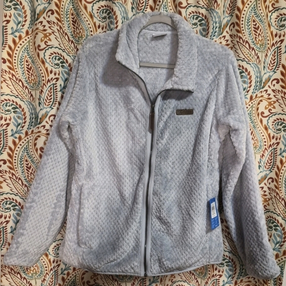Columbia Soft Gray Textured Fleece Jacket - Picture 2 of 9